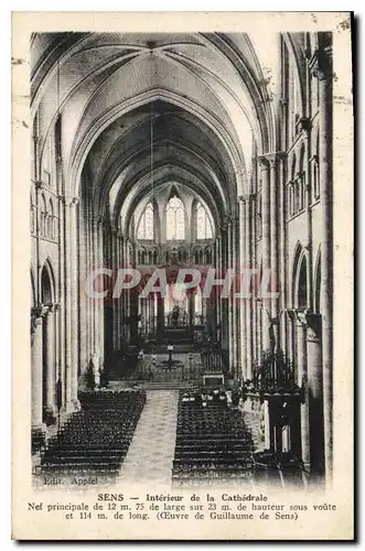 Ansichtskarte AK Sens Interieur de la Cathedrale Nef principale Oeuvre de Guillaume de Sens