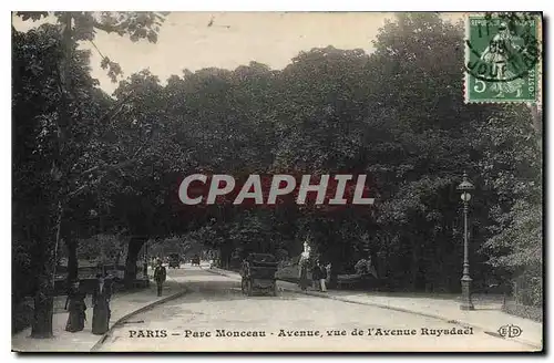 Cartes postales Paris Parc Monceau Avenue vue de l'Avenue Ruysdael