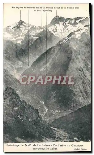 Cartes postales Pelerinage de Notre Dame de la Salette de l'arete du Chamoux par dessus le Vallon