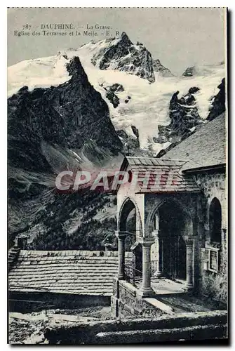 Cartes postales Dauphine la Grave Eglise des Terrasses et la Meije