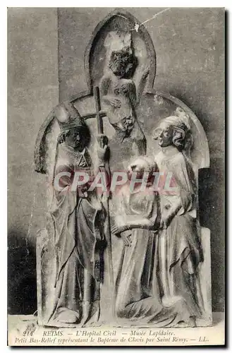 Cartes postales Reims l'Hopital Civil Musee lapidaire Petit Bas Relief representant le Bapteme de Clavis par Sai