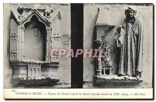 Cartes postales Cathedrale de Reims Figures du Portail sud de la Facade Seconde Moitie du XIII siecle