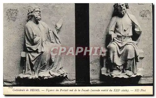 Ansichtskarte AK Cathedrale de Reims Figures du Portail sud de la Facade Seconde Moitie du XIII siecle