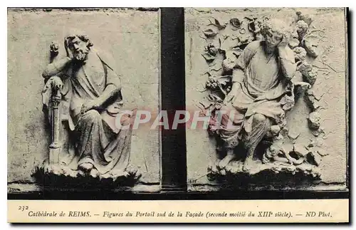 Ansichtskarte AK Cathedrale de Reims Figures du Portail sud de la Facade Seconde Moitie du XIII siecle