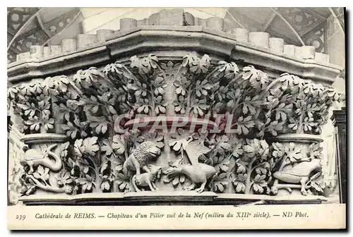 Ansichtskarte AK Cathedrale de Reims Chapiteau d'un Pilier Sud de la Nef Milieu du XIII siecle