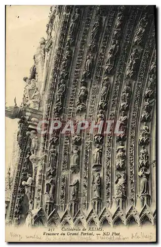 Cartes postales Cathedrale de Reims Voussure du Grand Portail