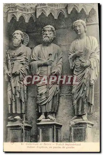 Ansichtskarte AK Cathedrale de Reims Portail Septentrionat statue d'apotres au porche de gauche