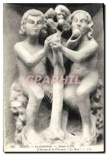 Cartes postales Reims La Cathedrale Adam et Eve Claveau de la Voussure La Rose