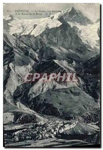 Cartes postales Dauphine La Grave vue generale et le Massif de la Meije