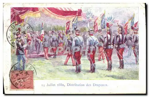 Cartes postales Juillet 1880 Distribution des Drapeaux