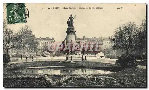 Cartes postales Lyon Place Carnot Statue de la Republique