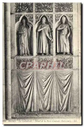 Cartes postales Reims La Cathedrale Detail de la Porte Centrale Interieur