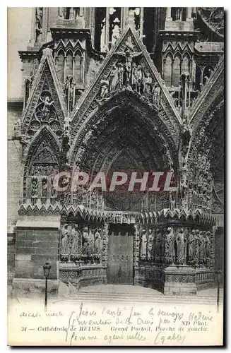 Ansichtskarte AK Cathedrale de Reims Grand Portail Porche de gauche