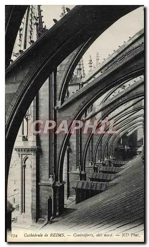 Cartes postales Cathedrale de Reims Contreforts cote nord