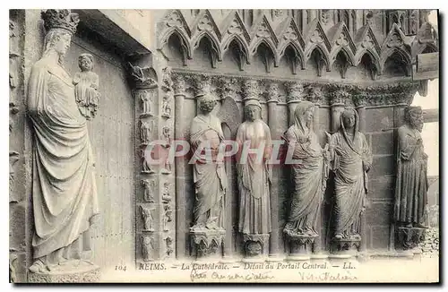 Ansichtskarte AK Reims la Cathedrale Detail du Portail central