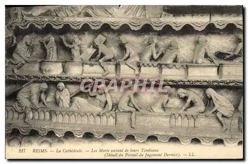 Cartes postales Reims la Cathedrale Les Morts sortant de leurs Tombeaux