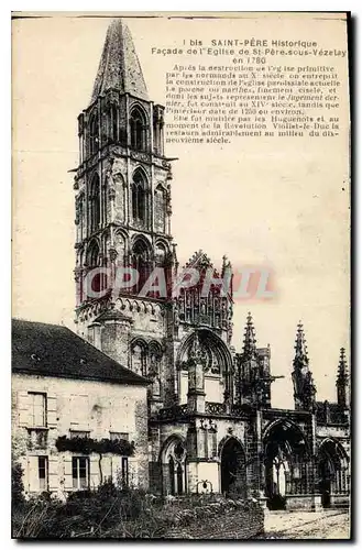 Cartes postales Saint Pere Historique Facade de l'Eglise de St Pere sous Vezelay en 1780