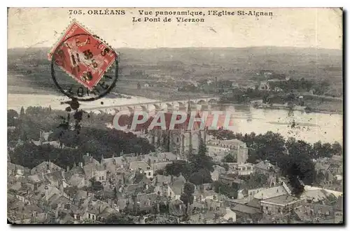 Cartes postales Orleans Vue panoramique l'Eglise St Aignan Le Pont de Vierzon