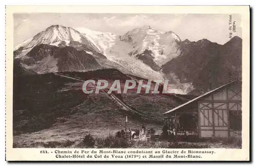 Cartes postales Chemin de fer du Mont Blanc Conduisant de Glacier de Bionnassay Chalet Hotel du Col de Voza et M