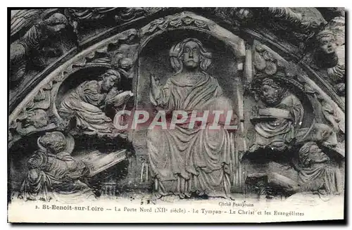 Cartes postales St Benoit sur Loire La Porte Nord Le Tympan Le Christ et les Evangelistes