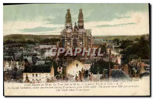 Cartes postales Tours La Cathedrale St Gatien La Tour Sud et la partie Est de la Ville