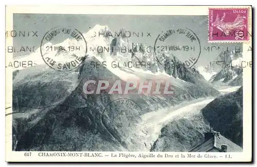 Cartes postales Chamonix Mont Blanc La Flegere Aiguille du Dru et la Mer de Glace