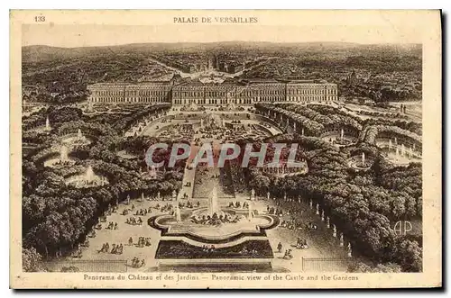 Cartes postales Palais de Versailles Panorama du Chateau et des Jardins