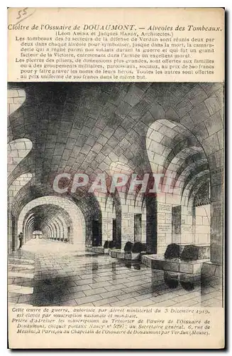 Cartes postales Cloitre de l'Ossuaire de Douaumont Alveoles des Tombeaux