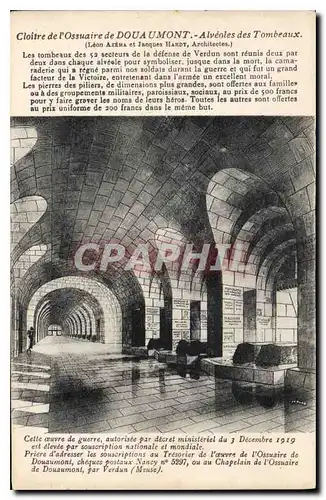 Cartes postales Cloitre de l'Ossuaire de Douaumont Alveoles des Tombeaux