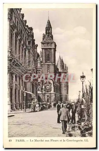 Cartes postales Paris Le Marche aux Fleurs et la Conciergerie