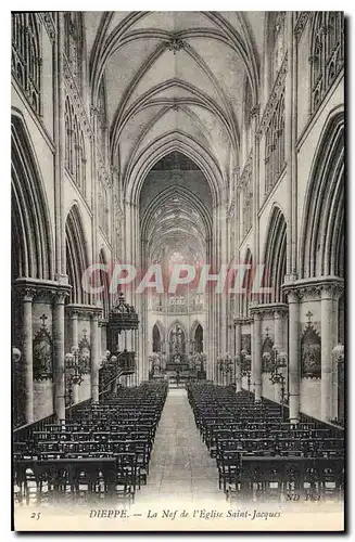 Cartes postales Dieppe La Nef de l'Eglise Saint Jacques