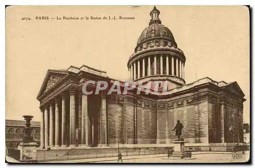 Ansichtskarte AK Paris Le Pantheon et la Statue de JJ Rousseau