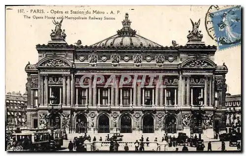 Cartes postales Paris Opera et Station du Metro