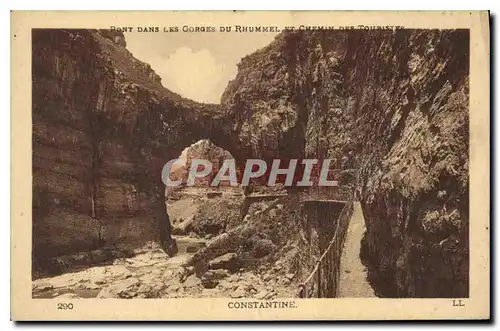 Cartes postales Constantine Pont Dans Les Gorges et Chemin des Touristes