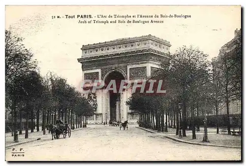 Cartes postales Tout Paris L'Arc de Triomphe et l'Avenue du Bois de Boulogne