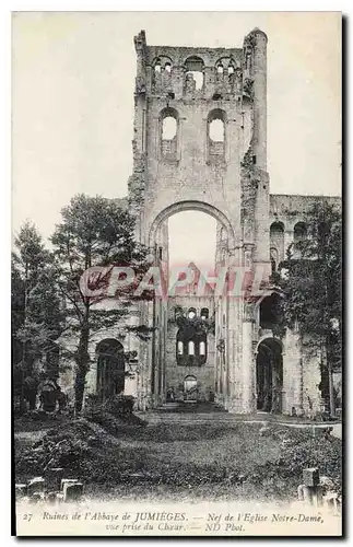 Cartes postales Ruines de l'Abbaye de Jumieges Nef de l'Eglise Notre Dame