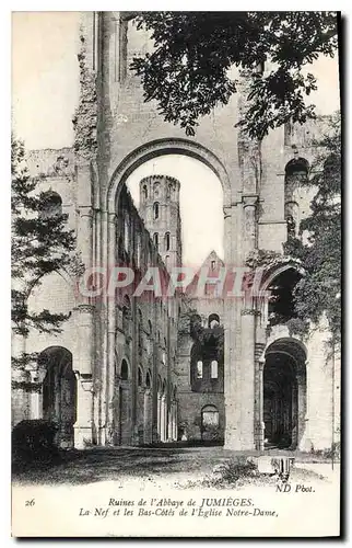 Cartes postales Ruines de l'Abbaye de Jumieges La Nef et les Bas Cotes de l'Eglise Notre Dame