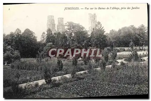 Cartes postales Jumieges Vue sur les Ruines de l'Abbaye prise des Jardins