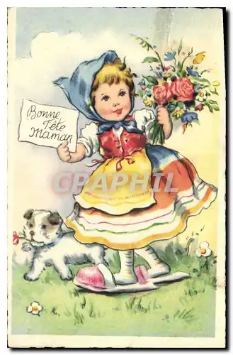 Cartes postales Bonne Fete Maman Enfant Chien