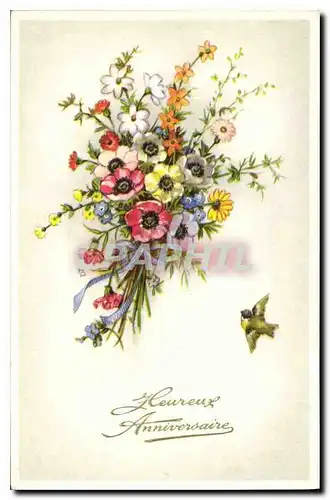 Cartes postales Heureux Anniversaire Fleurs