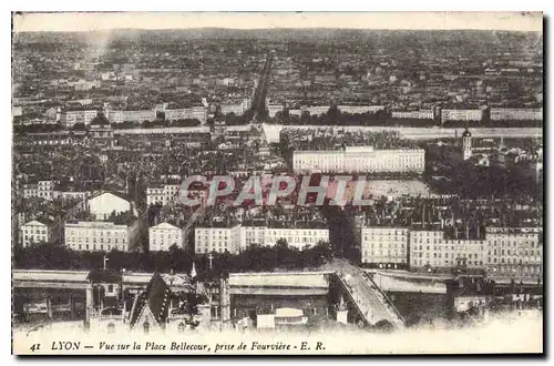 Cartes postales Lyon vue sur la Place Bellecour prise de Fourviere