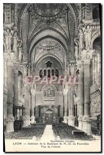 Cartes postales Lyon Interieur de la Basilique de N D de Fourviere vue de l'entree