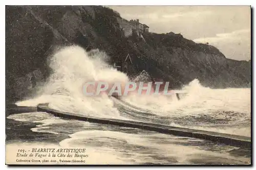 Cartes postales Biarritz Artistique Etude de Vague a la Cote des Basques