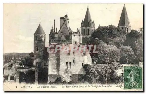 Ansichtskarte AK Loches le Chateau Royal la Tour Agnes Sorel et la Collegiale Saint Ours