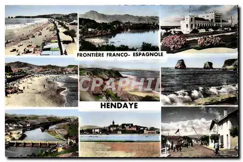 Cartes postales Hendaye Frontiere Franco Espagnole Plage vue generale Casino Plage Falaises les deux Jumeaux Bel