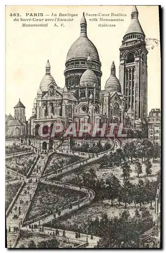 Cartes postales Paris la Basilique du Sacre Coeur avec l'Escalier Monumentale