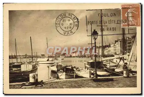 Cartes postales Les petits Tableaux de Provence Toulon la Vieille Darse et le Quai Cronstadt sous l'orage Bateau