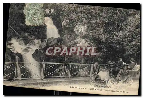 Cartes postales Les Pyrenees route du Tourmalet les Cascades de Gripp Automobile