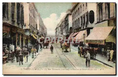 Cartes postales Tours I et L la Rue Nationale Cote Sud