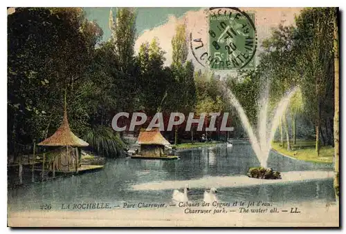 Cartes postales La Rochelle Parc Charruyer Cabanes des Cygnes et le Jet d'eau